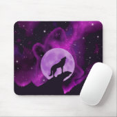 Tapis De Souris Wolf Howling à la lune pourpre (Avec souris)