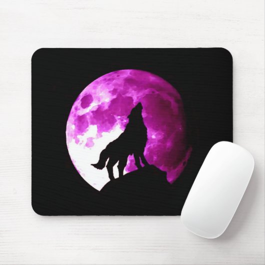 Tapis De Souris Wolf Howling à Moon (Avec souris)