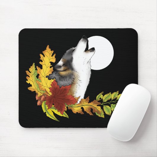 Tapis De Souris Wolf Howling Moon (Avec souris)