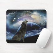 Tapis De Souris Wolf hurle sur la lune (Avec souris)