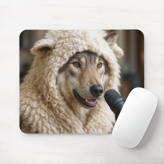 Tapis De Souris Wolf in Sheep Clothing Doing a Podcast (Avec souris)