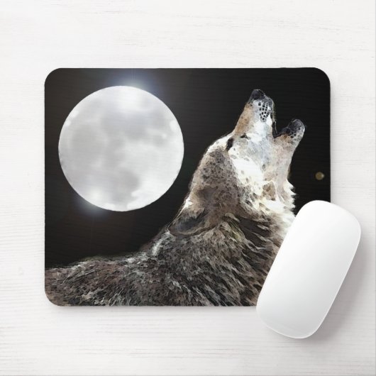 Tapis De Souris Wolf & Moon (Avec souris)