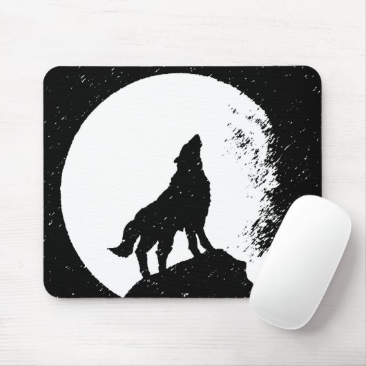 Tapis De Souris Wolf & Moon Silhoutte (Avec souris)