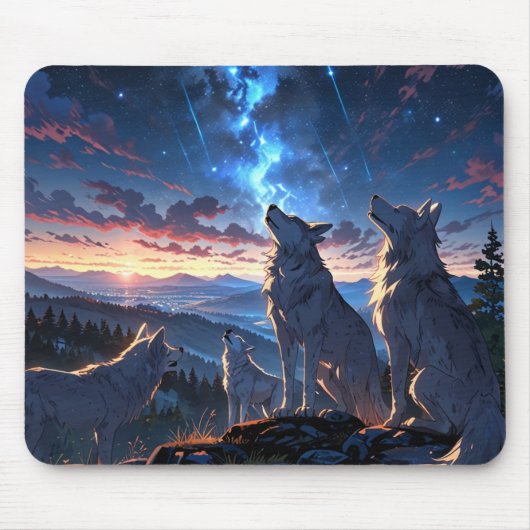 Tapis De Souris 🌕 🐺 Wolf Pack Mousepad - United by Instinct, Dri (Devant)