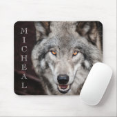 Tapis De Souris Wolf Photo Nom personnalisé (Avec souris)