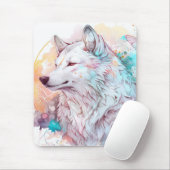 Tapis De Souris Wolf Portrait Animal Peinture Faune En Plein Air (Avec souris)