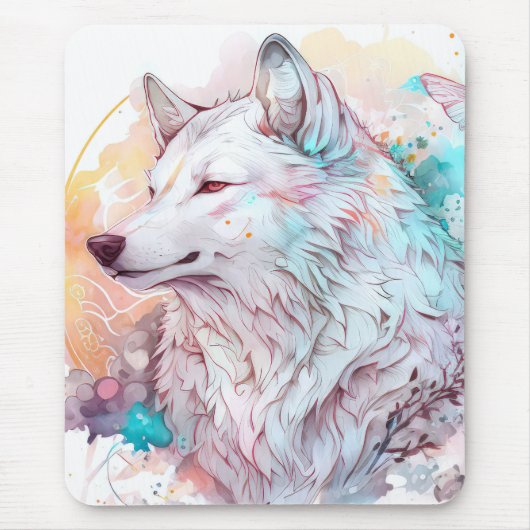 Tapis De Souris Wolf Portrait Animal Peinture Faune En Plein Air (Devant)