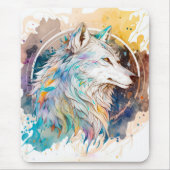 Tapis De Souris Wolf Portrait Animal Peinture Faune En Plein Air (Devant)