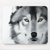 Tapis De Souris Wolf Portrait noir blanc (Devant)