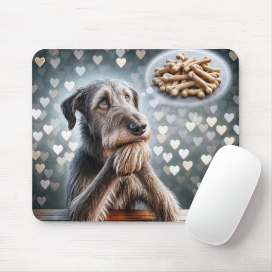 Tapis De Souris Wolfhound Irlandais Rêvant Des Os (Avec souris)