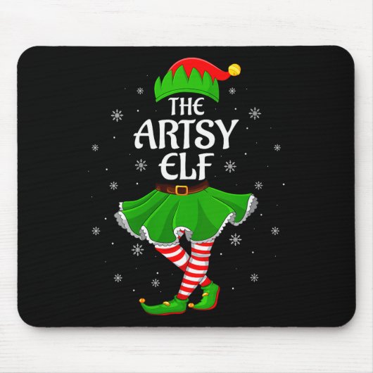 Tapis De Souris Womens Artsy Elf Christmas Family Girls Women Elf (Devant)
