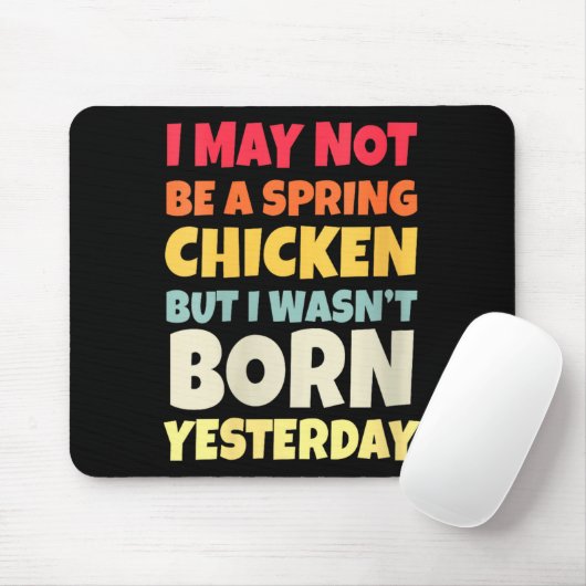 Tapis De Souris Womens Funny Getting Older Retro Spring Chicken Bi (Avec souris)