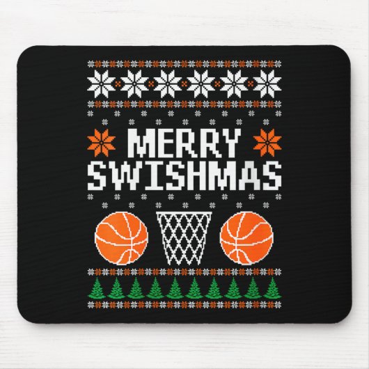 Tapis De Souris Womens Funny Merry Swishmas Xmas Basketball Ugly C (Devant)