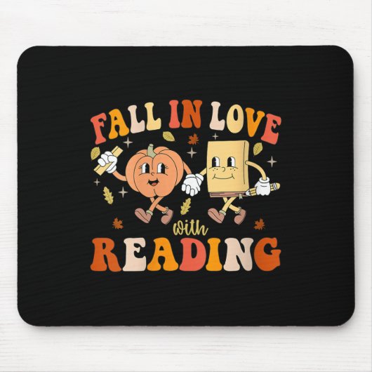 Tapis De Souris Womens Groovy Fall In Love With Reading Thanksgivi (Devant)