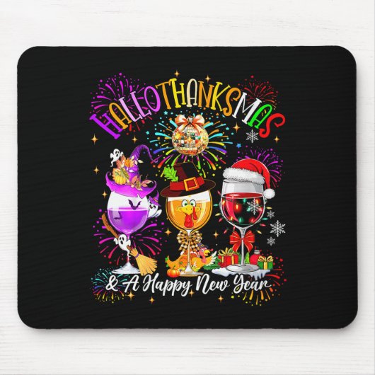 Tapis De Souris Womens Hallothanksmas & A Happy New Year Firew (Devant)