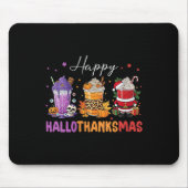 Tapis De Souris Womens Happy Hallothanksmas Halloween Thanksgiving (Devant)