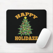 Tapis De Souris Womens Happy Holidaze Funny Weed Christmas Stoner (Avec souris)