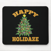 Tapis De Souris Womens Happy Holidaze Funny Weed Christmas Stoner (Devant)