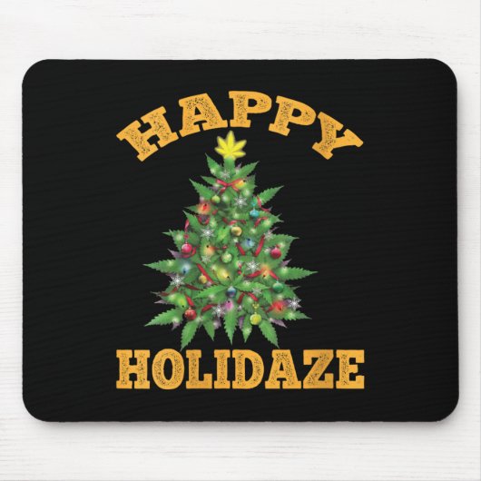 Tapis De Souris Womens Happy Holidaze Funny Weed Christmas Stoner (Devant)