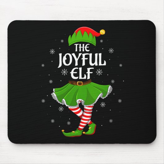 Tapis De Souris Womens Joyful Elf Christmas Family Girls Women Elf (Devant)