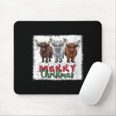 Tapis De Souris Womens Merry Christmas Scottish Highland Cow Xmas (Avec souris)