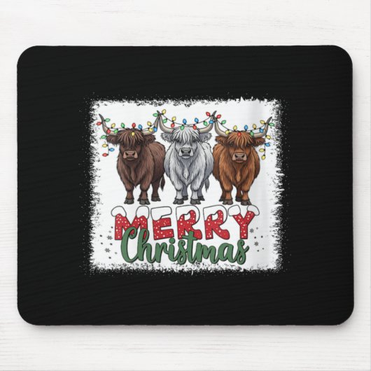 Tapis De Souris Womens Merry Christmas Scottish Highland Cow Xmas (Devant)