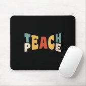 Tapis De Souris Womens Teach Peace Retro Teacher Motivational Educ (Avec souris)