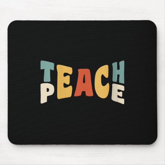 Tapis De Souris Womens Teach Peace Retro Teacher Motivational Educ (Devant)