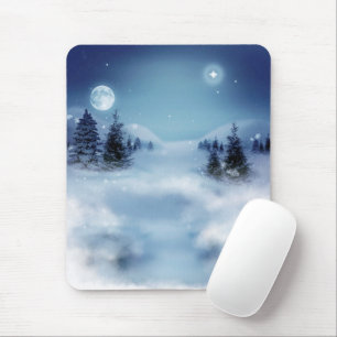 Tapis De Souris Wonderland d'hiver de nuit