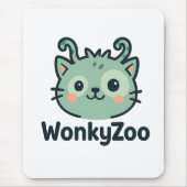 Tapis De Souris Wonky Zoo Chat Mousepad | Accessoire de bureau amu (Devant)