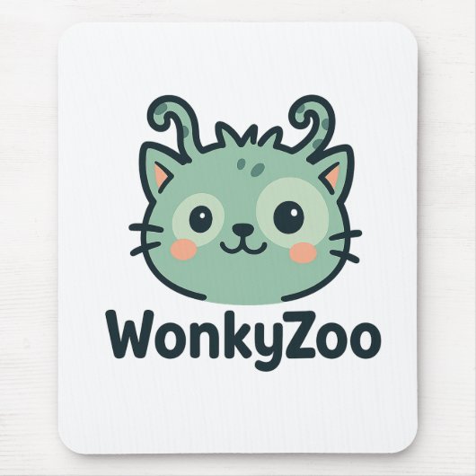 Tapis De Souris Wonky Zoo Chat Mousepad | Accessoire de bureau amu (Devant)