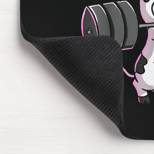 Tapis De Souris Working On My Mooscles Funny Gym Cow Weightlifting (Coin)