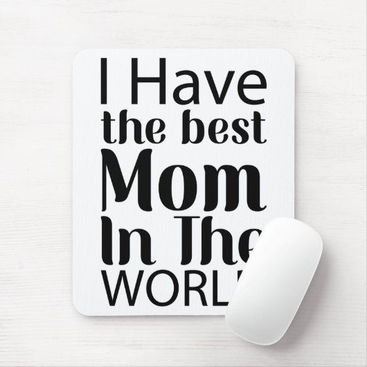Tapis De Souris Worlds Best Mom Élégant noir et blanc Script (Avec souris)