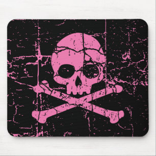 Tapis De Souris Worn Pink Skull and Crossbones