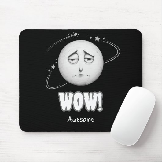 Tapis De Souris "Wow" moonface Black Mousepad (Avec souris)