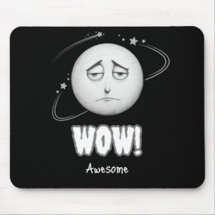 Tapis de souris « Wow » visage de lune noir