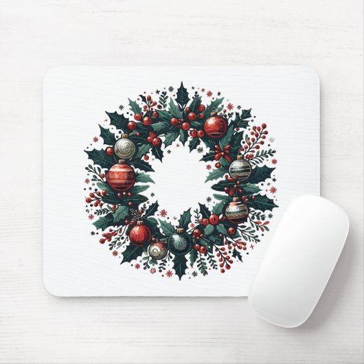 Tapis De Souris Wreath de Noël (Avec souris)