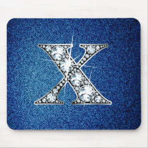 Tapis De Souris X Faux-"Diamond Bling" sur Denim Mousepad