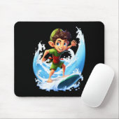 Tapis De Souris X-mas Christmas Elf Riding Surfboard Surfboard (Avec souris)