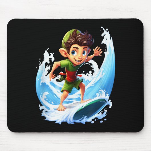 Tapis De Souris X-mas Christmas Elf Riding Surfboard Surfboard (Devant)