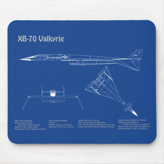 Tapis De Souris XB-70 Valkyrie - Plan directeur de l'avion AD (Devant)