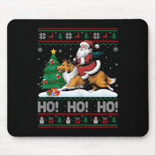 Tapis De Souris Xmas Arbre Éclairage Père Noël équitation Collie C