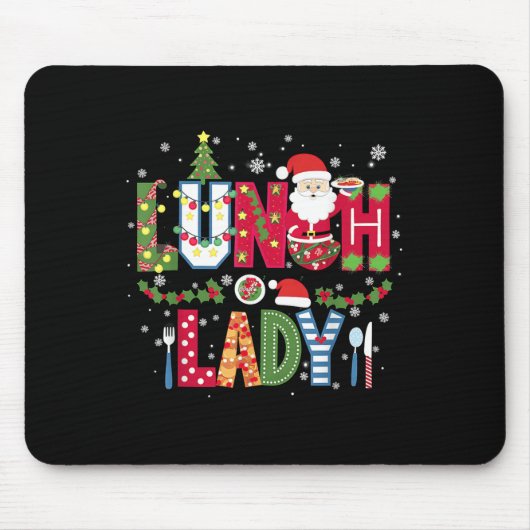 Tapis De Souris Xmas Cafeteria Worker Christmas School Lunch Lady (Devant)