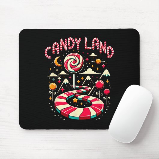 Tapis De Souris Xmas Candy Land Rainbow Trail Candy Cane Merry Chr (Avec souris)