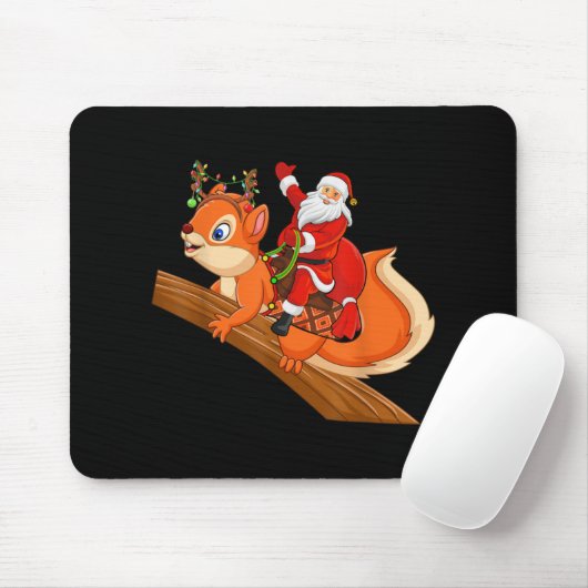 Tapis De Souris Xmas Family Matching Funny Santa Riding Squirrel C (Avec souris)