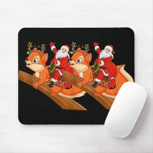 Tapis De Souris Xmas Family Matching Funny Santa Riding Squirrel C (Avec souris)