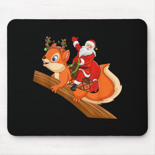 Tapis De Souris Xmas Family Matching Funny Santa Riding Squirrel C (Devant)