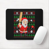 Tapis De Souris Xmas Ugly Sweater Style Santa Playing Cricket Chri (Avec souris)