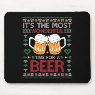 Tapis De Souris Xmas Wonderful Time For A Beer Ugly Christmas S 