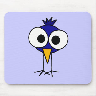 Tapis De Souris XX bande dessinée drôle d'art d'oiseau bleu